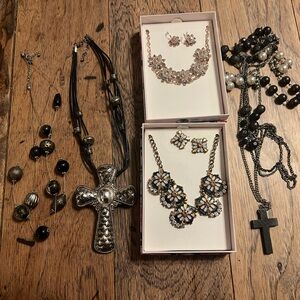 NWT two boxes of jewelry and three. Preloved three necklaces